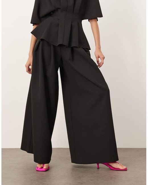 ARRANGE Black Pleat Waist Tailored Wide Leg Trouser Co-ord