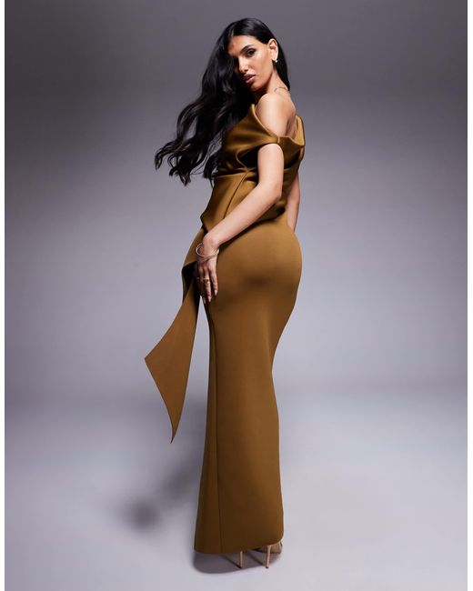 ASOS Brown – midikleid aus neoprenartigem stoff