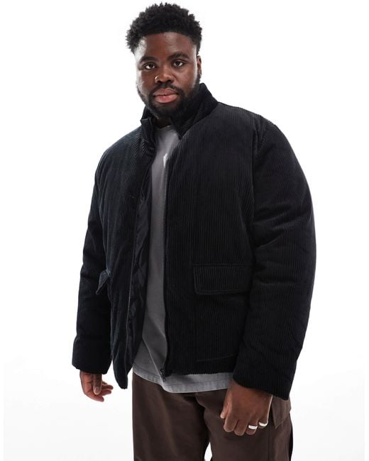 ASOS – pufferjacke aus cord in Black für Herren