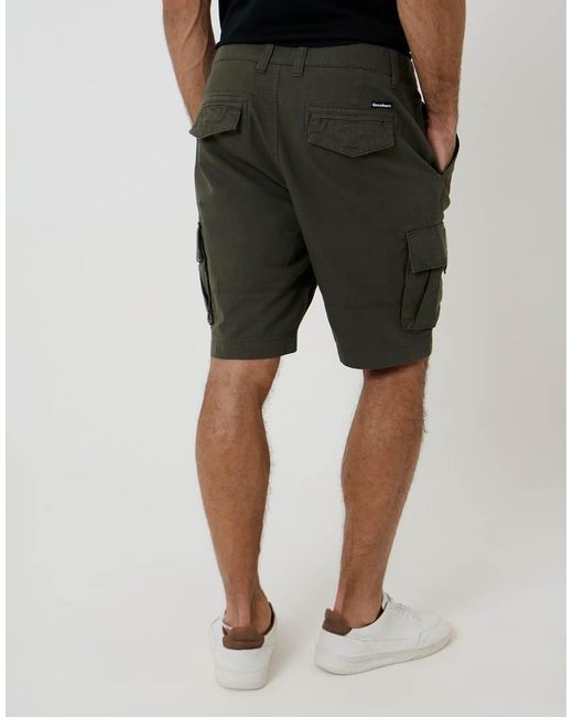 Threadbare Black Cotton Cargo Shorts for men