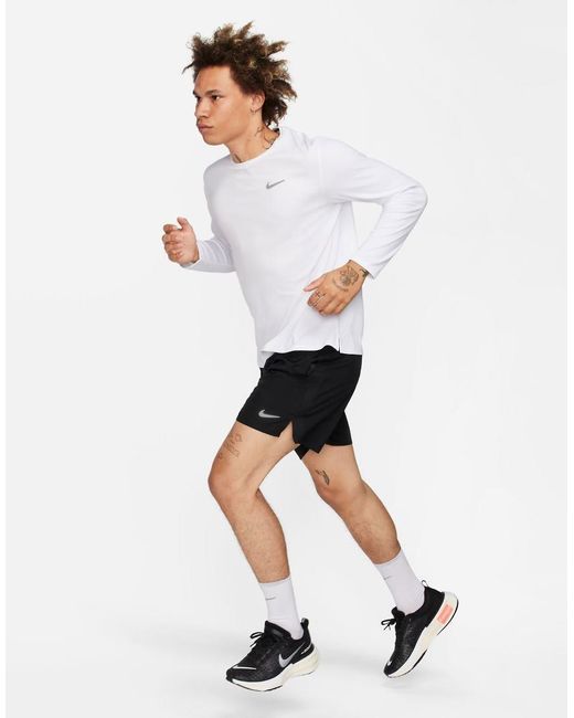 Nike White Dri-fit Miler Long Sleeve Top for men