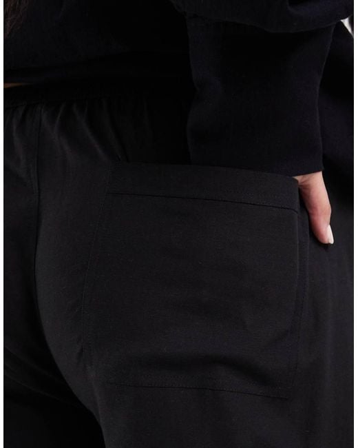 ASOS Black Asos Design Curve Ipanema Sheer Linen Blend Wide Leg Beach Pants