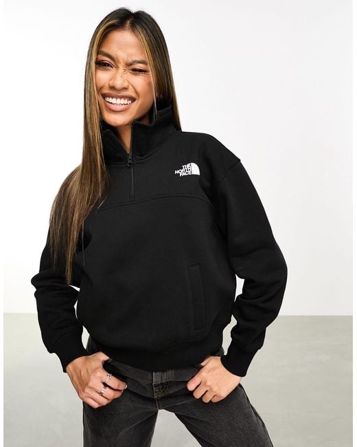 The North Face Black Essential Oversized 1/4 Zip Sweat