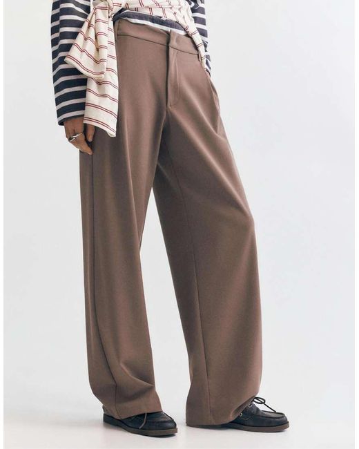 Pull&Bear Brown Tailored Darted Pants