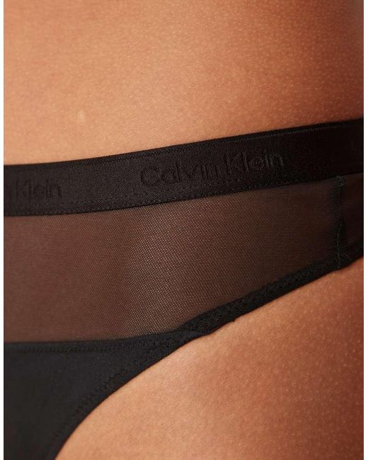 Calvin Klein Black Signature Modal Sheer Mesh Thong