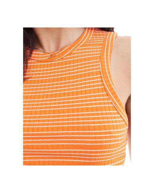 Pieces Orange Textured Vest Top