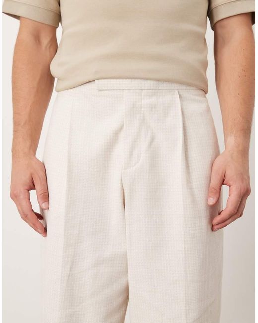 ASOS Natural Pull On Smart Wide Leg Pants With Front Pleat for men