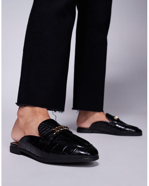 River Island Black Backless Mule Loafer
