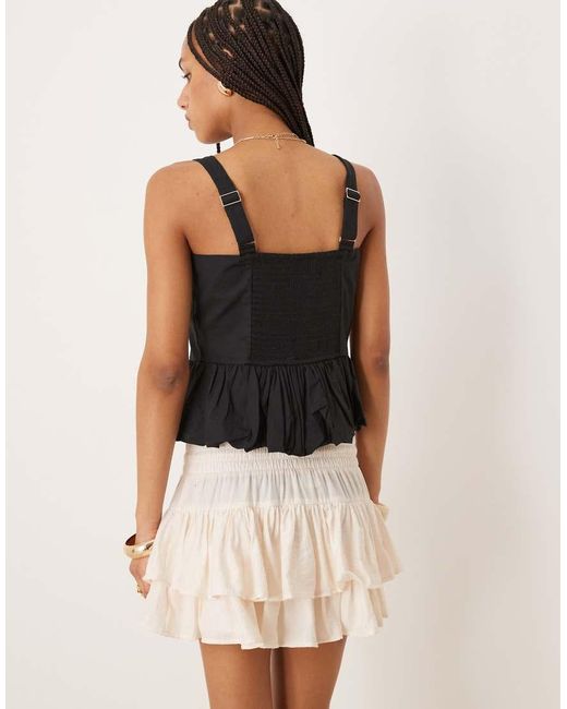 Top Con Fondo A Palloncino di Abercrombie & Fitch in Black
