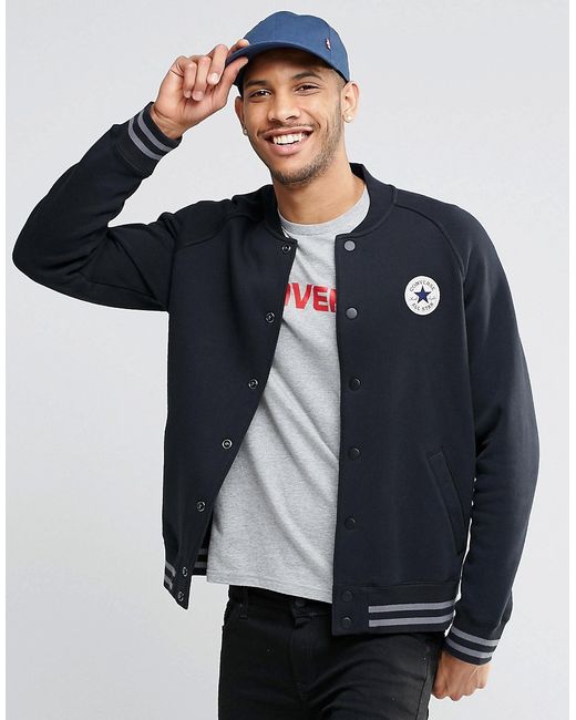 Converse Chuck Patch Jersey Bomber Jacket In Black 10001111-a01 for Men |  Lyst UK