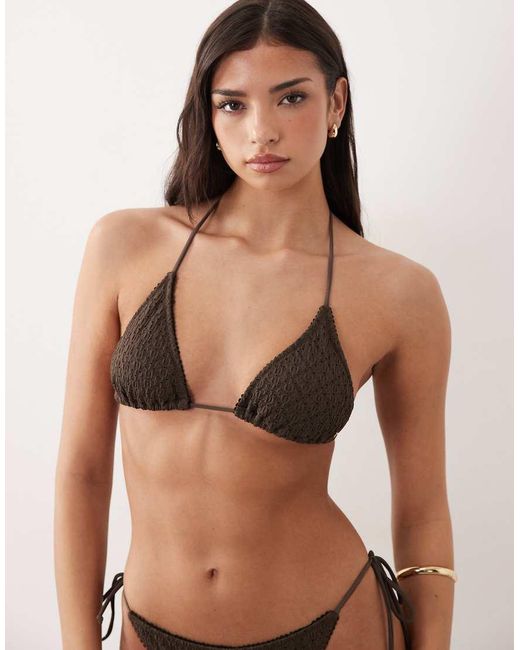 Candypants Natural Broderie Triangle Bikini Top