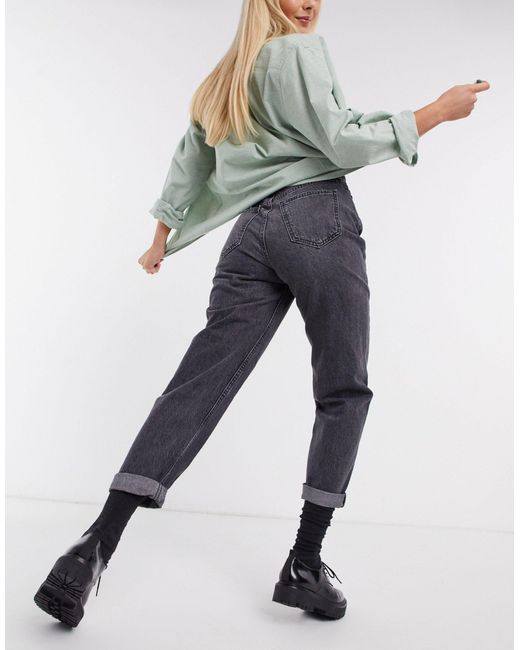 Pull&Bear Mom Jeans Met Elastische Taille in het Black