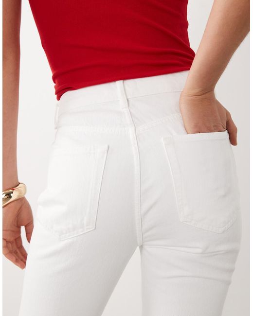 Mango White Starring Hailey Bieber Denim Capri Pants