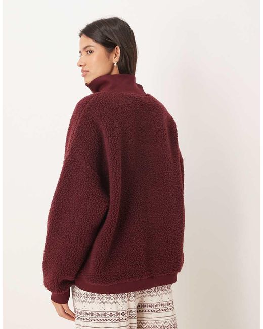ASOS Red Lounge Borg Funnel Neck Jumper
