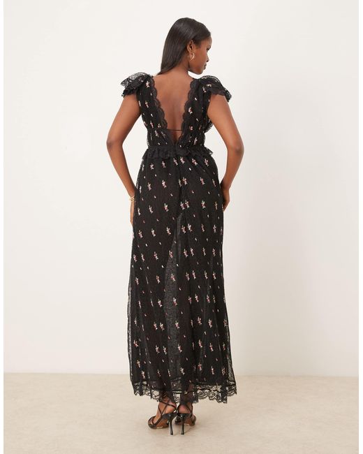 For Love & Lemons Natural – poppy – plissiertes maxikleid aus spitze