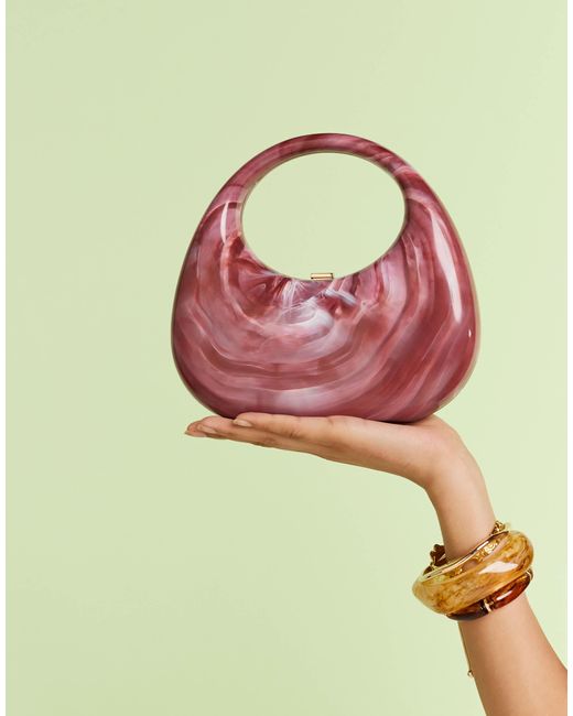 ASOS Green Resin Hardcase Scoop Clutch Bag