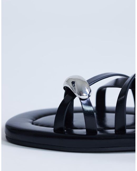TOPSHOP Blue Sabrina Metal Toe Flat Sandal