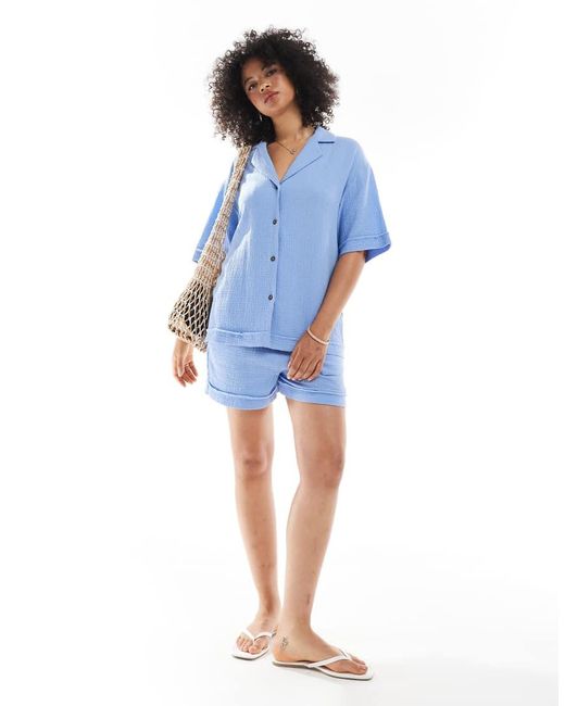ASOS Blue Cheesecloth Shirt Co-ord
