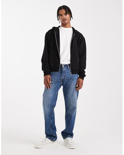 Felpa Basic Nera Squadrata E Comoda Con Cappuccio E Zip di ASOS in Black da Uomo
