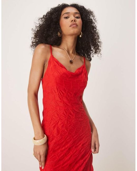 Vila Maxi Jurk Van Getextureerde Jersey in het Red