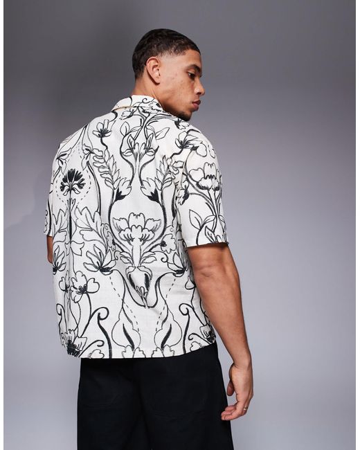 Bershka Gray Textured Printed Shirt for men