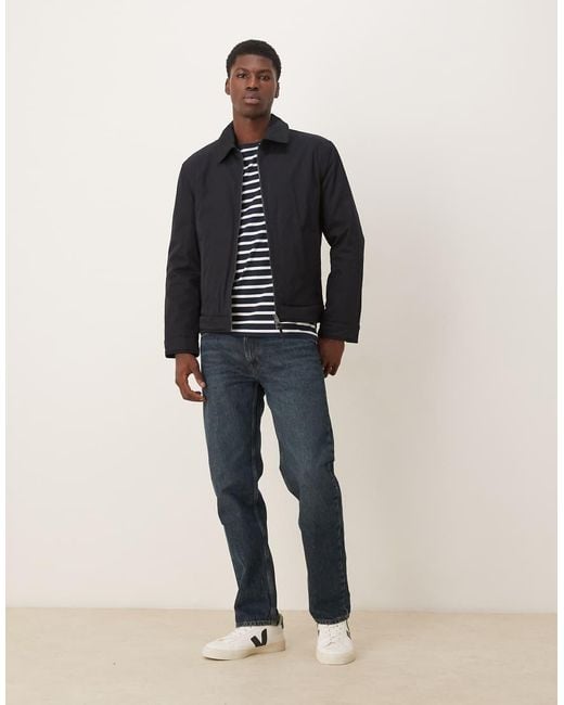 Mango Blue Cotton Mix Harrington Jacket for men