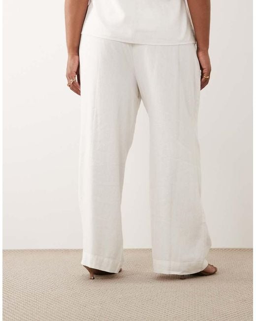 Nobody's Child White Linen Mix Drawstring Waist Wide Leg Trouser Co-Ord