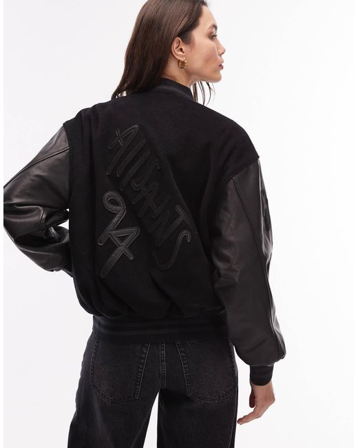 AllSaints Black Versity Bomber