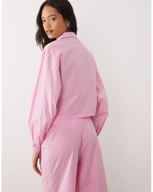 Gina Tricot Pink Mix And Match Poplin Pyjamas Shirt