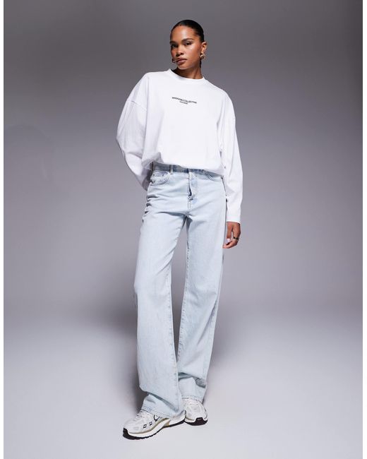 Weekend collective - icon - t-shirt oversize à manches longues avec imprimé devant et au dos ASOS en coloris Gray