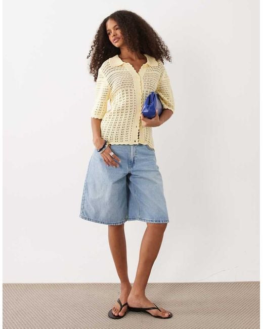 Jdy Natural Short Sleeve Crochet Cardigan