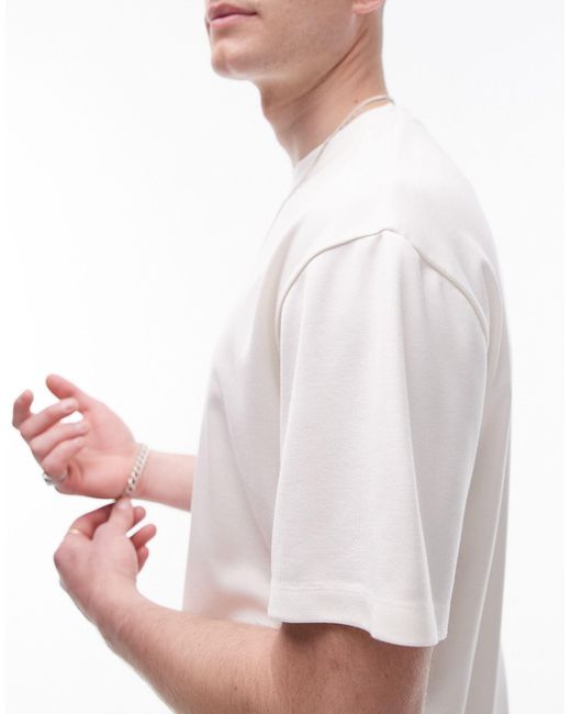 Premium - t-shirt décontracté en viscose - écru Topman pour homme en coloris White