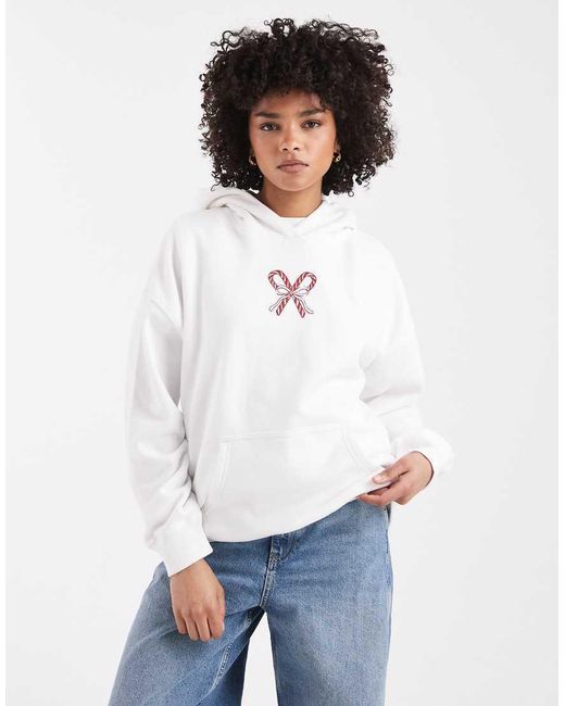 Hollister White Oversized 'nice List' Festive Hoodie