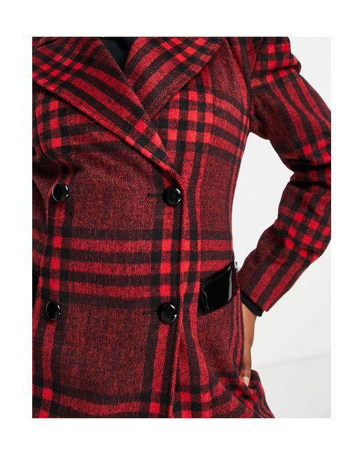 Veste style blazer à épaulettes - carreaux s Miss Selfridge en coloris Red