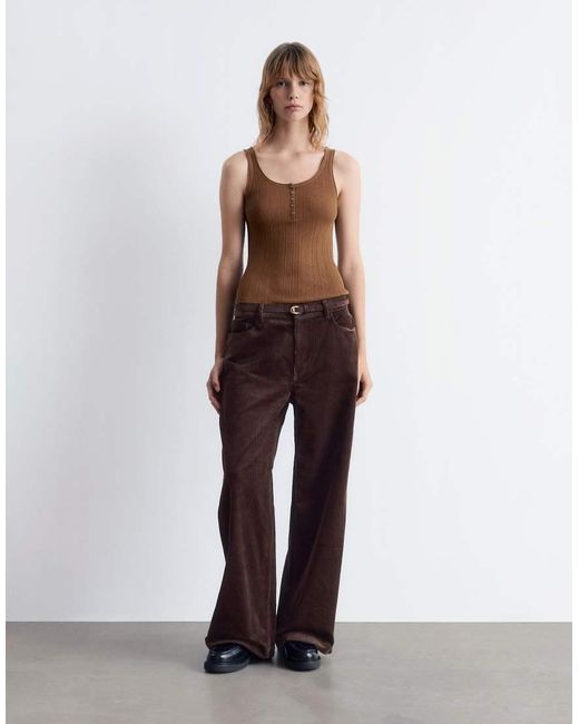 & Other Stories Brown Cord Wide Leg Trousers With 5-pocket Detail