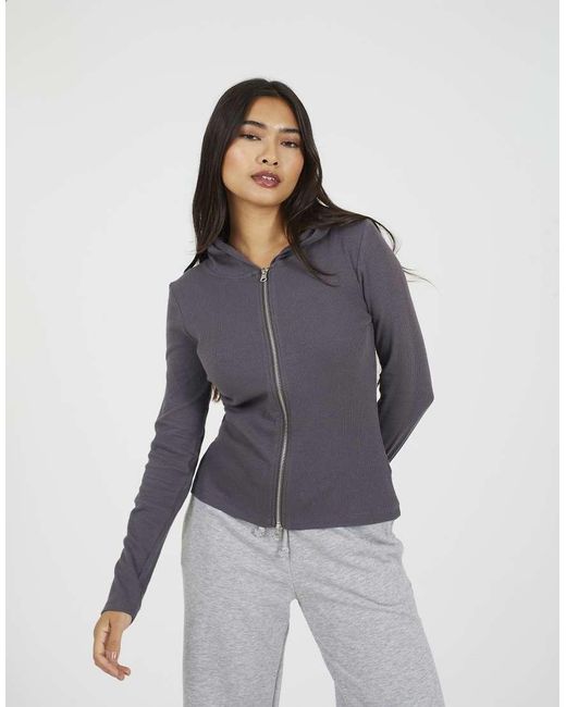 Brave Soul Blue Long Sleeve Zip Through Hoodie Top