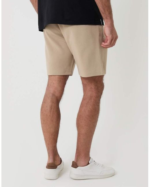 Threadbare Natural Pique Pleated Sweat Shorts for men