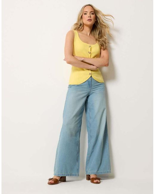 Long Tall Sally Yellow Button Knitted Vest Top