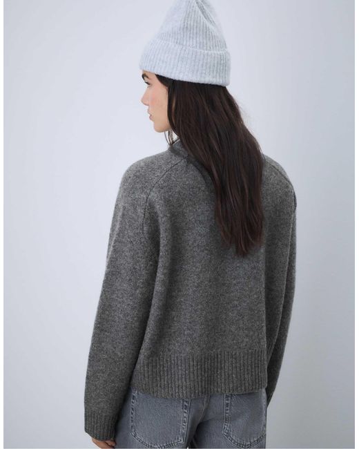 Stradivarius Gray – weicher basic-strickpullover