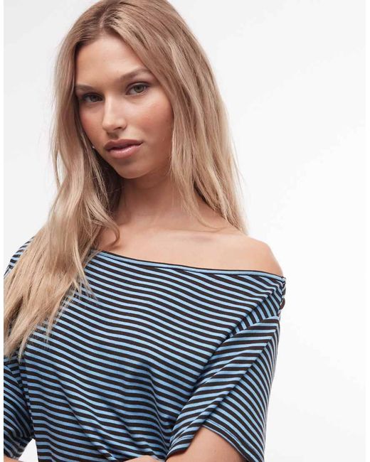 Collusion Blue Off-Shoulder Drapey Top