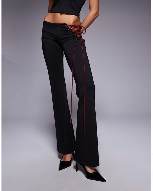I.AM.GIA Gray Onyx Low Rise Lace Up Eyelet Detail Flared Pants