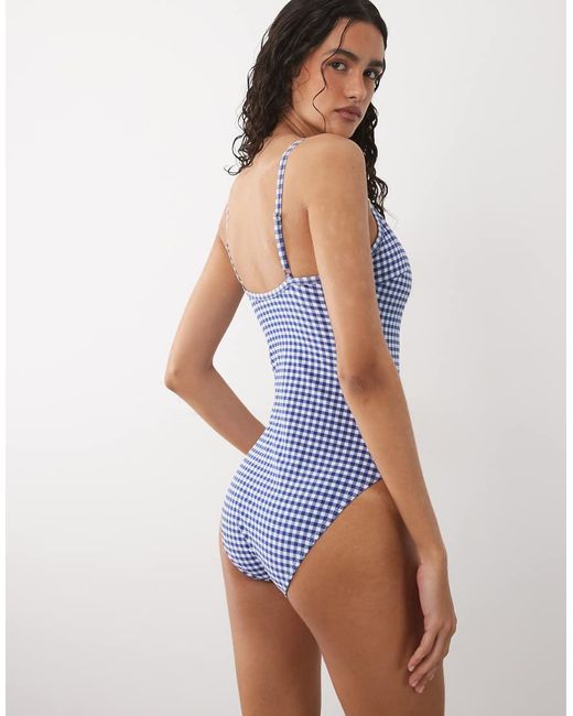 Accessorize Blue Gingham Print Swimsuit