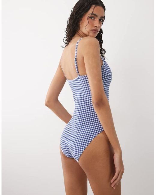 Accessorize Badpak Met Gingham Ruit in het Blue