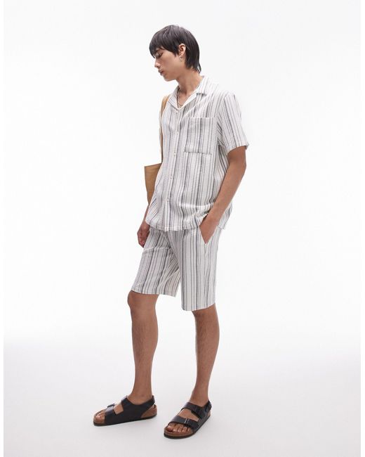 Topman White Co-ord Stripe Shorts for men
