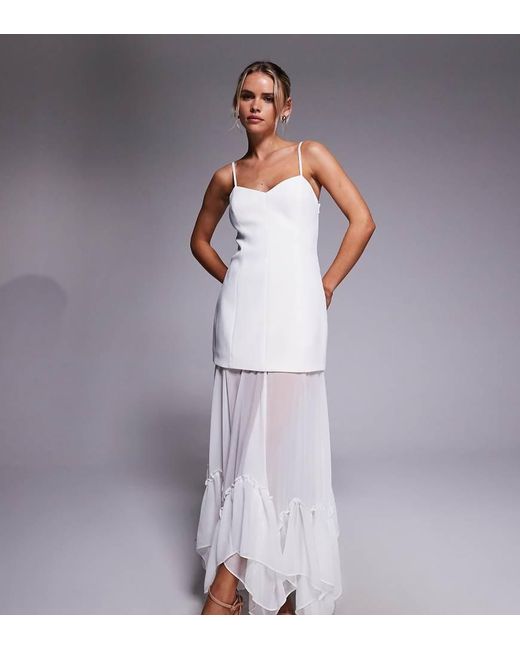 Forever New Purple Bridal Cami Sheer Hanky Hem Maxi Dress