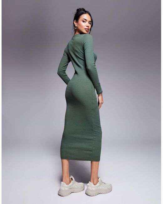 ASOS Green – geripptes midikleid