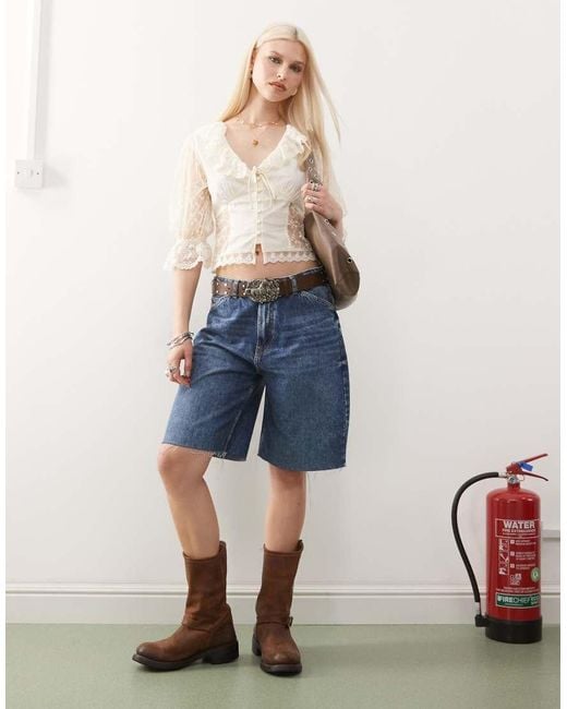 Reclaimed Vintage Blue Low Rise baggy Denim Jorts