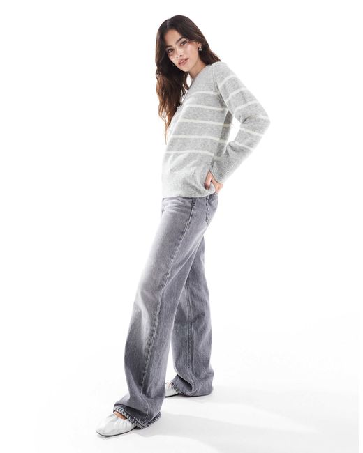 Vero Moda Gray – gestreifter pullover