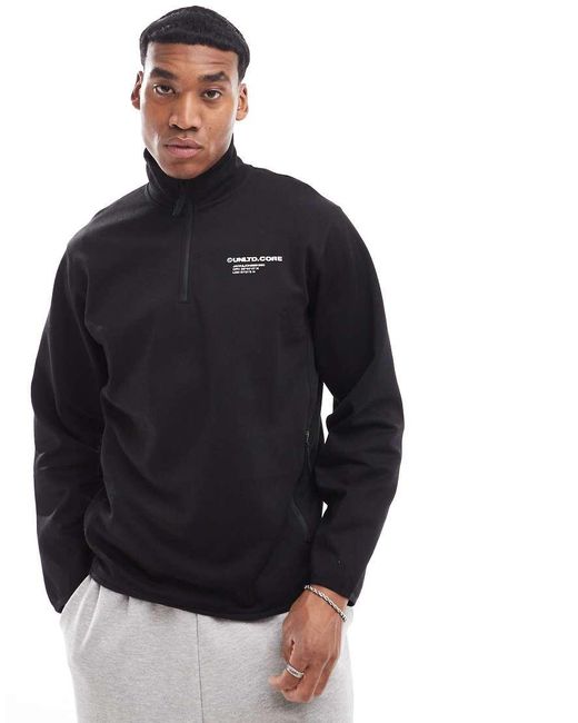 Jack & Jones Black Half Zip With Chest Print for men