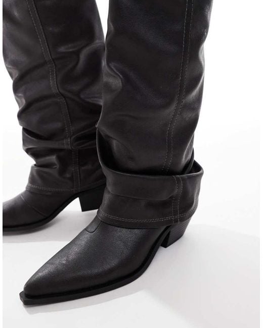 SEQWL Black Lexus Slouchy Western Boots